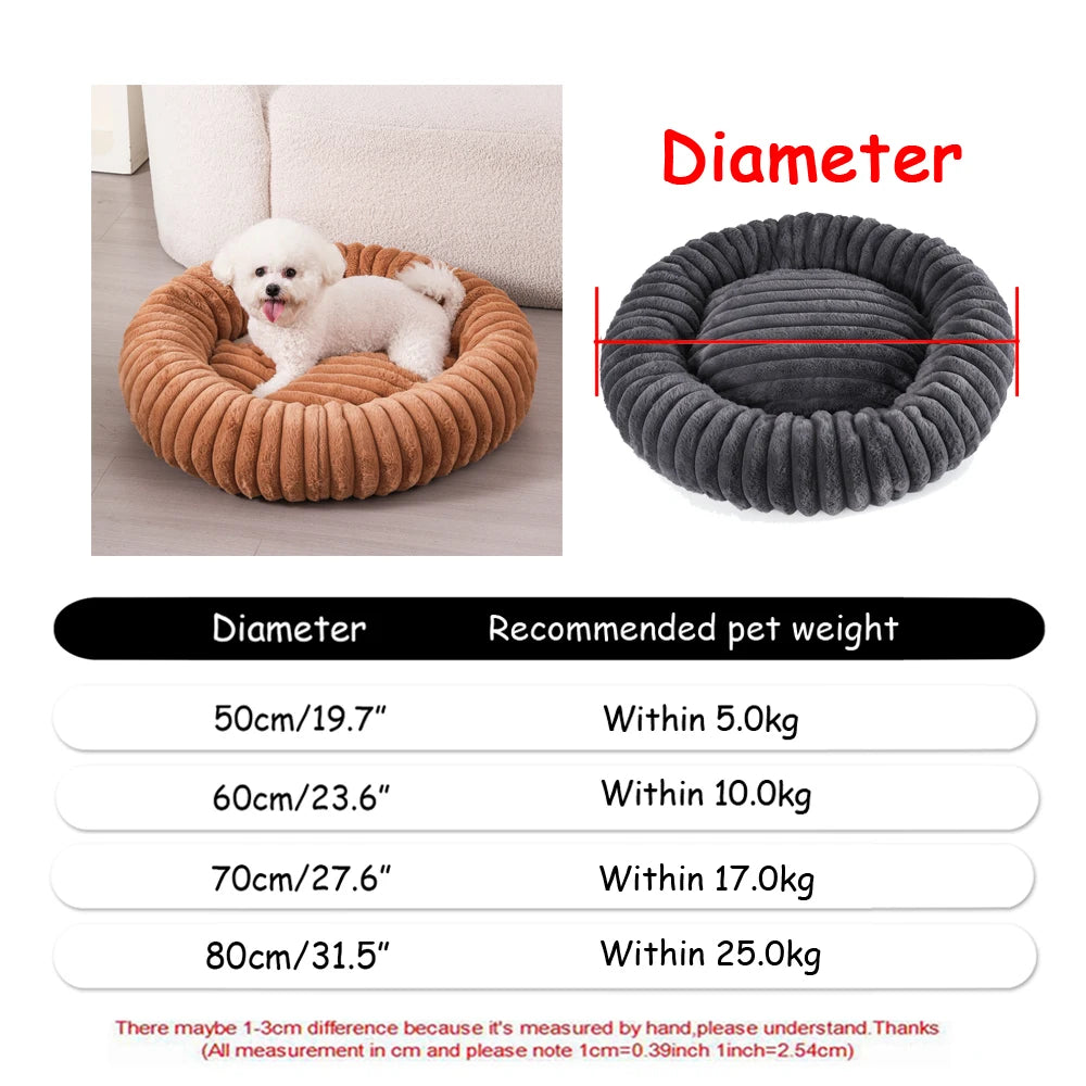 Round Dog Bed Winter Warm Cat Bed Plush Basket for Dog