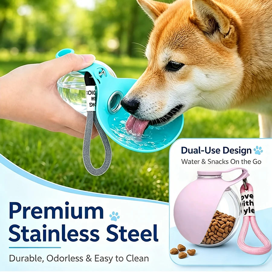 Dog and Cat Drinking Bowl, with Lanyard and Hook, Compact, Pet Feeder