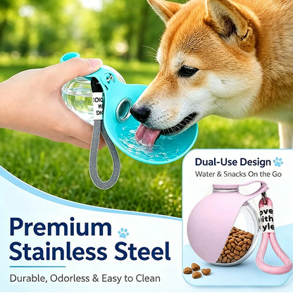 Dog and Cat Drinking Bowl, with Lanyard and Hook, Compact, Pet Feeder