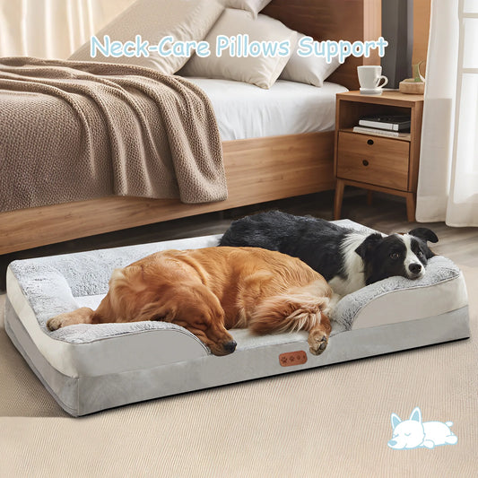 Orthopedic Memory Sponge Dog Bed with Universal C-Type Armrest