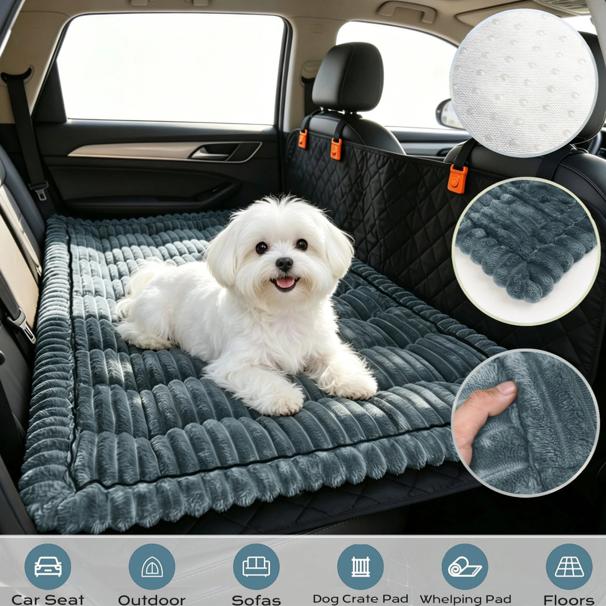 Backseat Dog Bed Mat for Car Dog Car Seat Cover for Back Seat