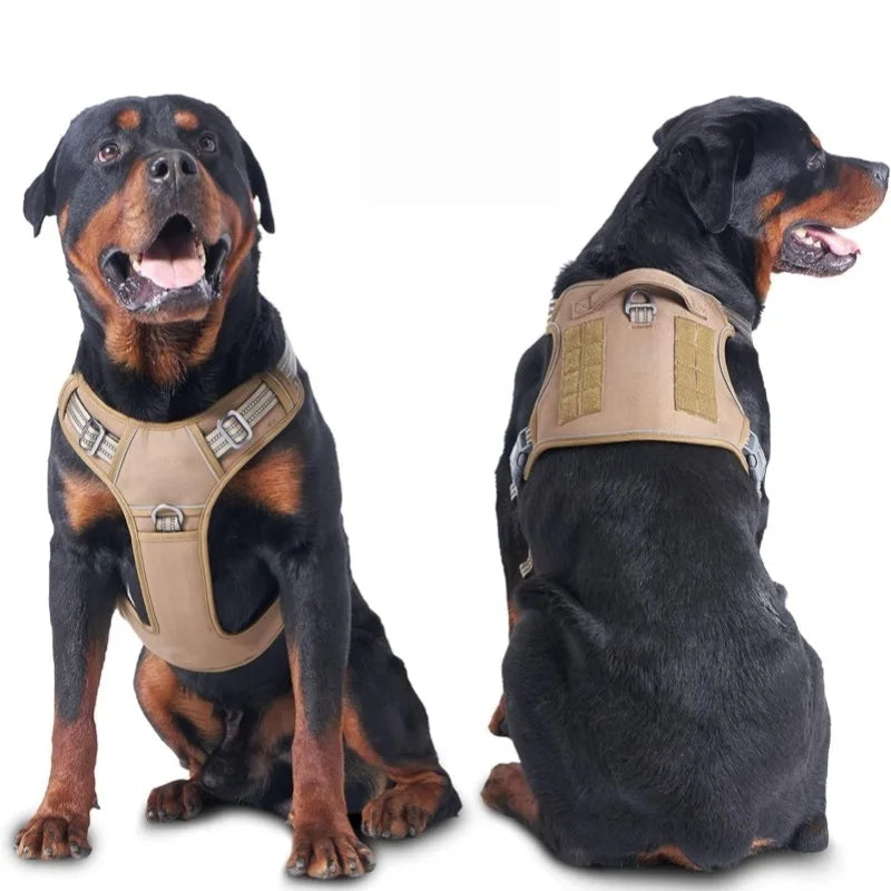 Large Dog Harness Collar Leash Molle Pouches Pet German Shepherd