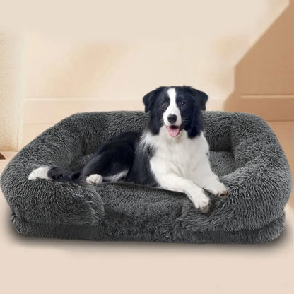 Plush Square Large Dog Bed for All Seasons, Comfortable and Soft Cat Sofa