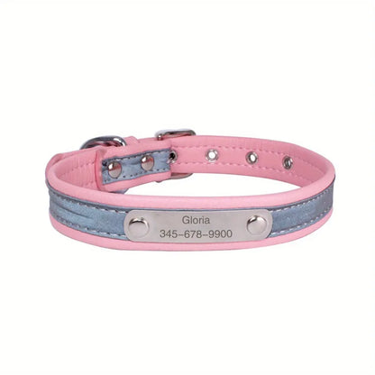 Engrave Reflective Dog Collar Custom Pet Collars Cat ID Tag