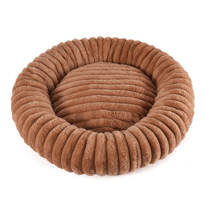 Comfortable Round Small Cat Bed Stripe Large Dog Sofa Kennel Elastic