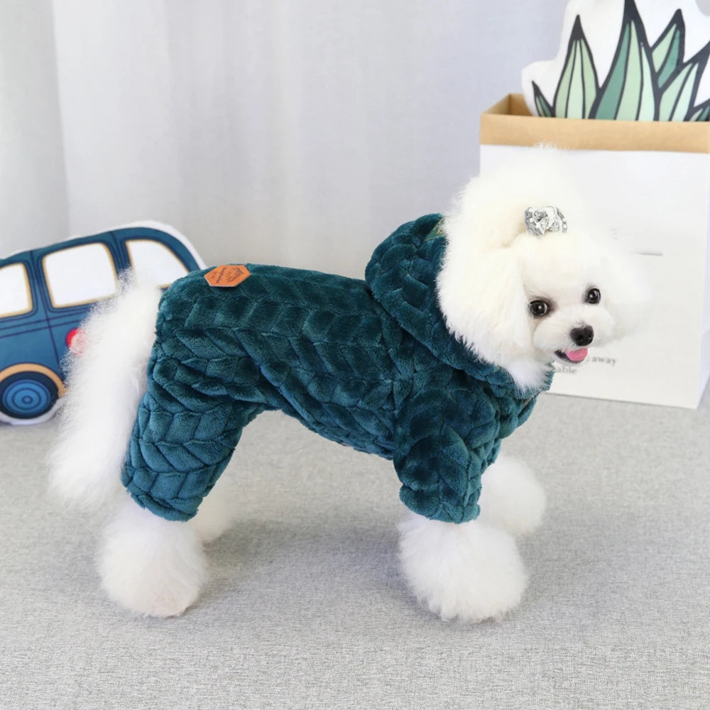 Winter Warm Thicken Dog Jumpsuits Pet Puppy With Hoodie Jacket Coat