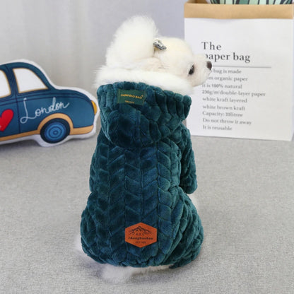 Winter Warm Thicken Dog Jumpsuits Pet Puppy With Hoodie Jacket Coat