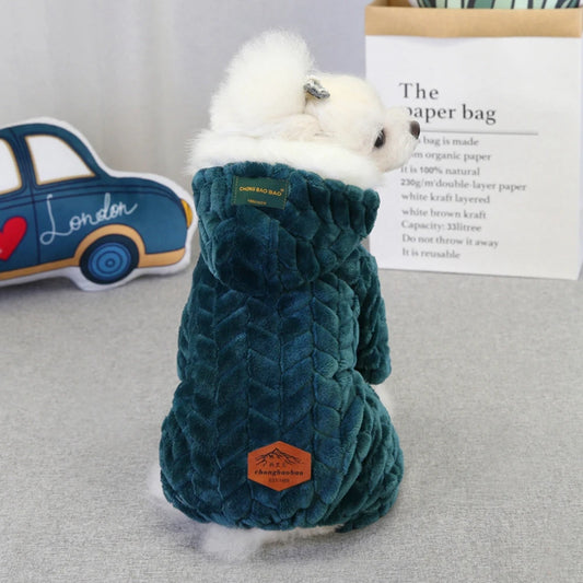 Winter Warm Thicken Dog Jumpsuits Pet Puppy With Hoodie Jacket Coat