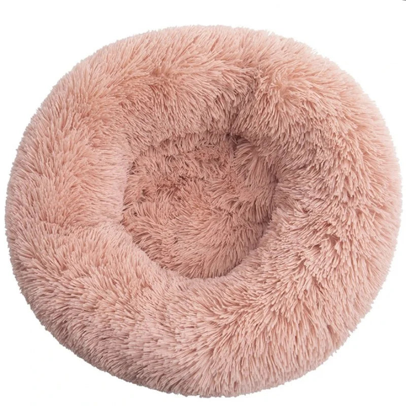 Round Pet Bed for Large Dog Bed Donut Long Plush Cat Bed