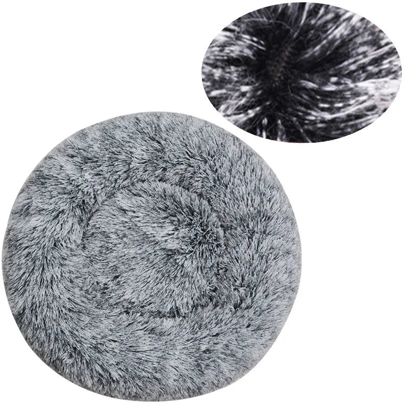 Round Dog Bed Winter Warm Cat Bed Plush Basket for Dog