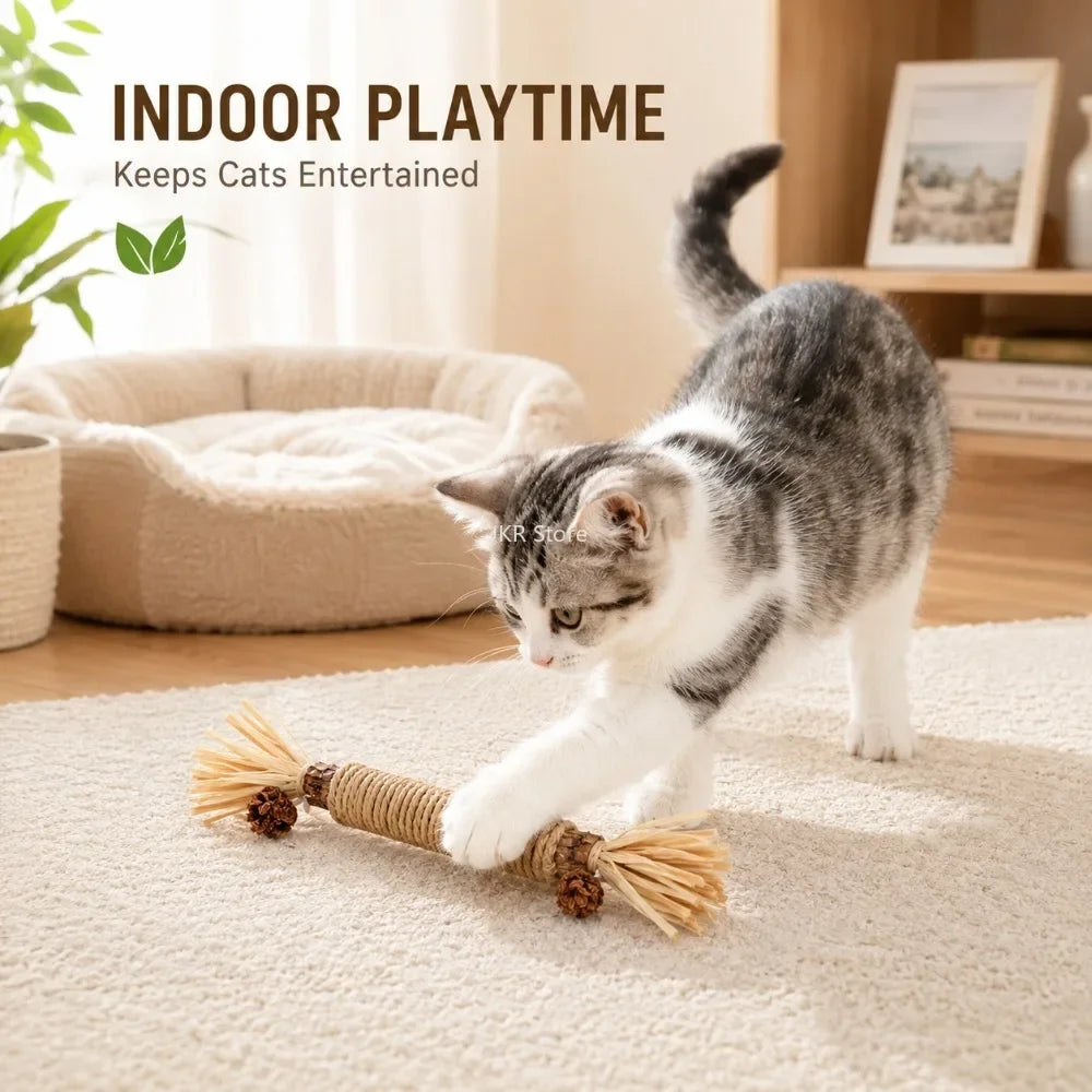 Pet Silvervine Chew Sticks with Raffia Grass Dog Teething Toy