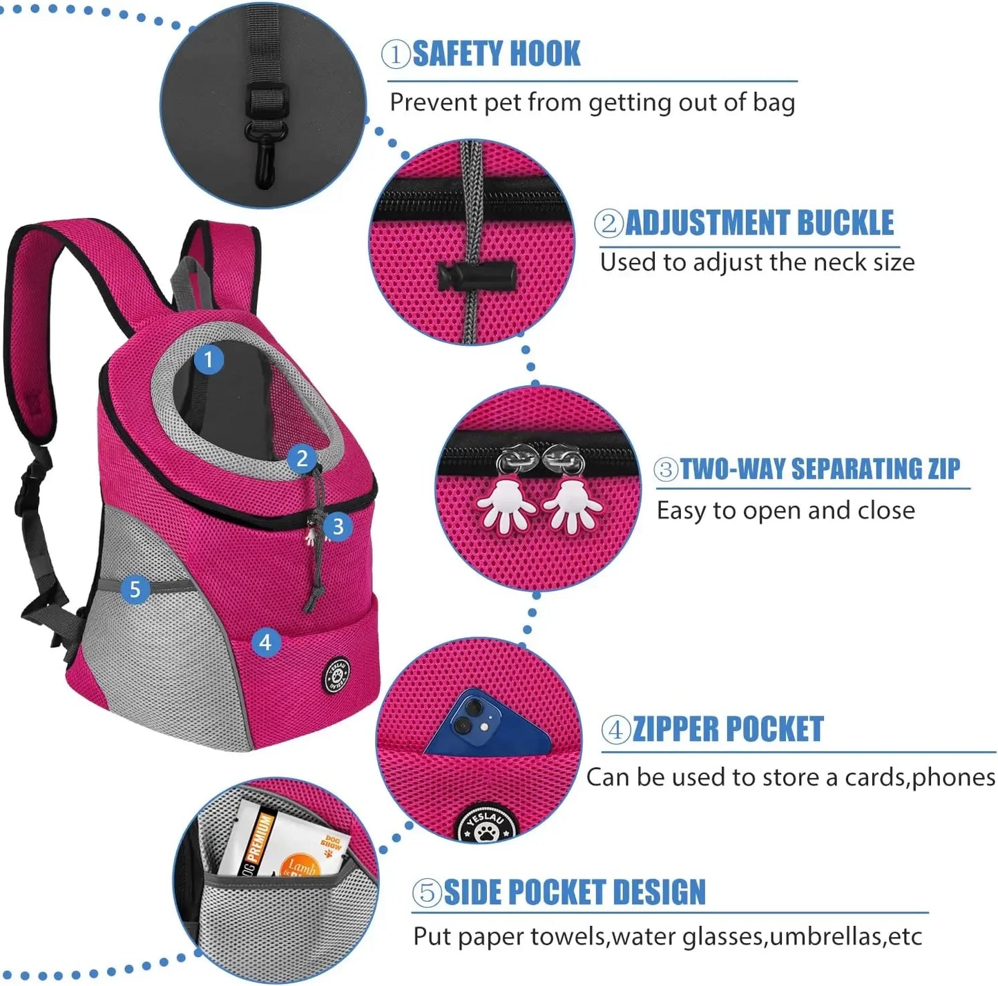 New Dog Pet Backpack Carrier Travel Bag Front Pack
