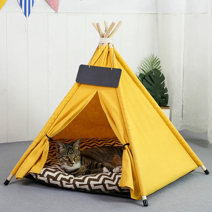 Pet Teepee Dog Cat Bed Tent with Thick Cushion