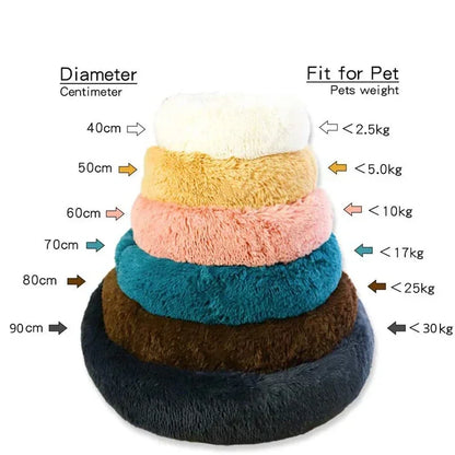 Round Pet Bed for Large Dog Bed Donut Long Plush Cat Bed