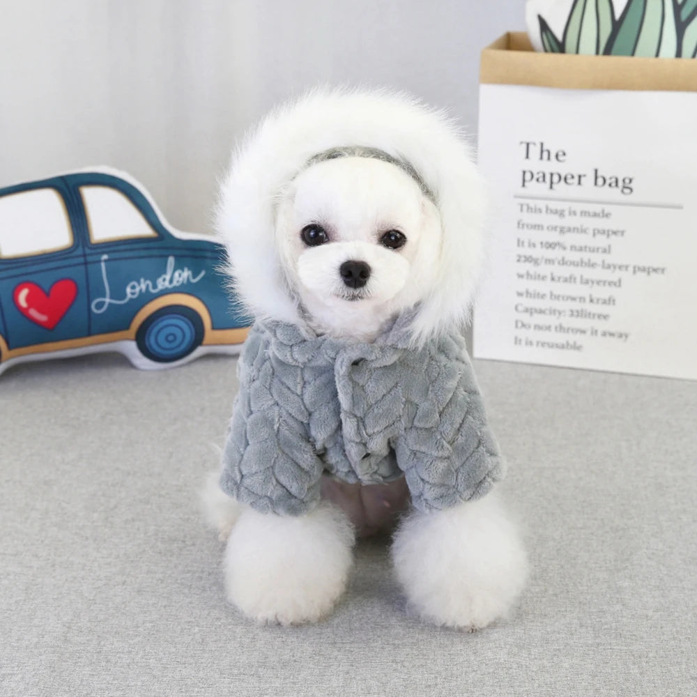 Winter Warm Thicken Dog Jumpsuits Pet Puppy With Hoodie Jacket Coat