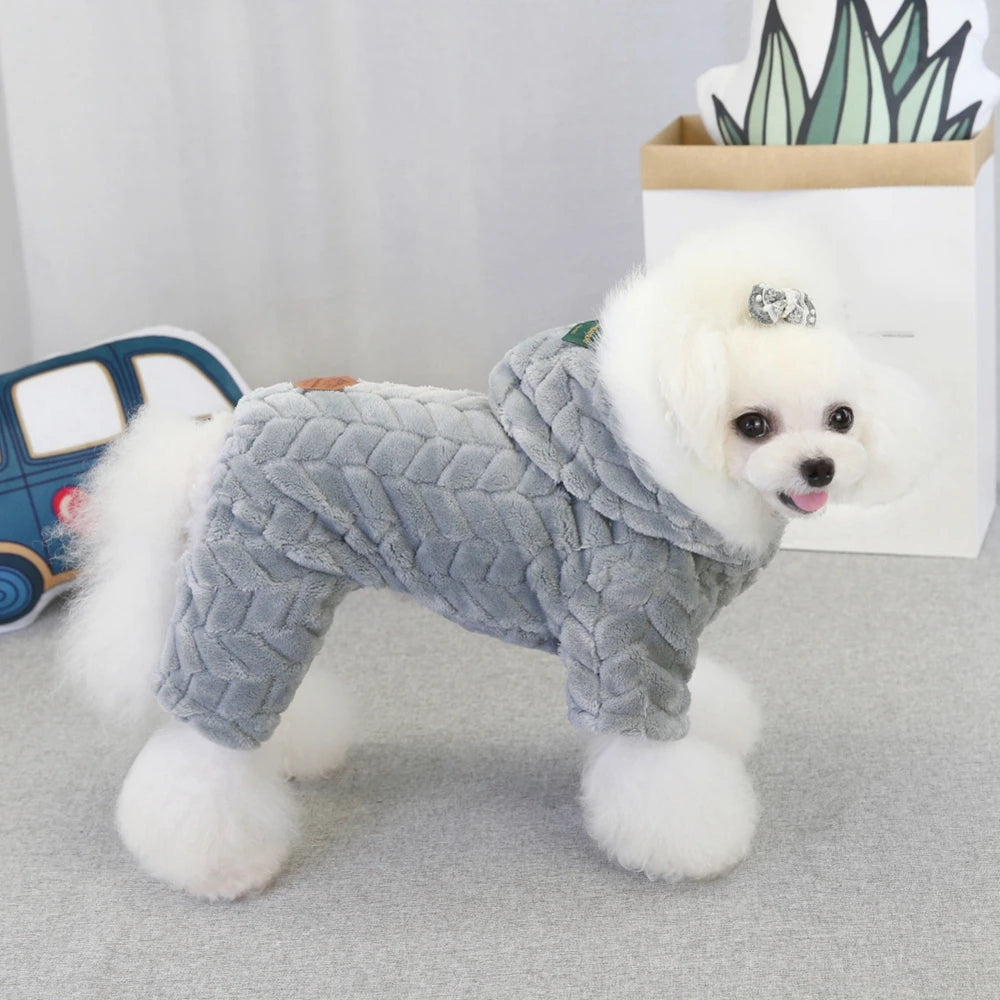 Winter Warm Thicken Dog Jumpsuits Pet Puppy With Hoodie Jacket Coat