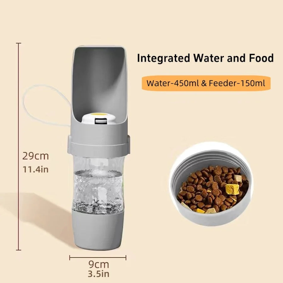 Portable Dog Cat Water Bottle with Storage Food and Water