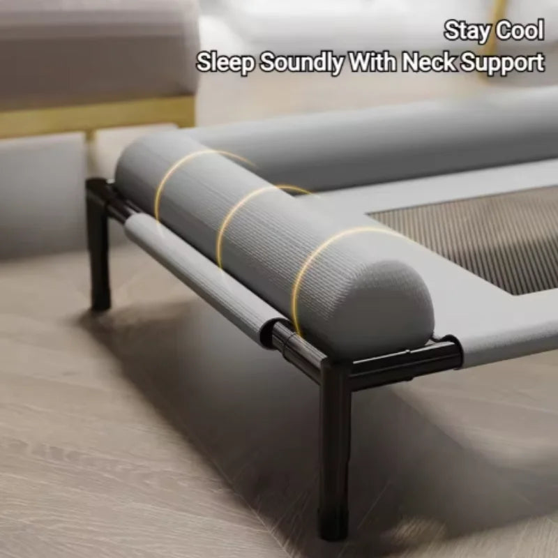 New Cooling Dog Cot Bed with Pillow Breathable Mesh Washable