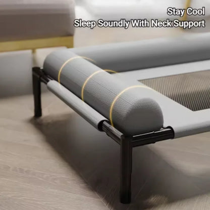 New Cooling Dog Cot Bed with Pillow Breathable Mesh Washable