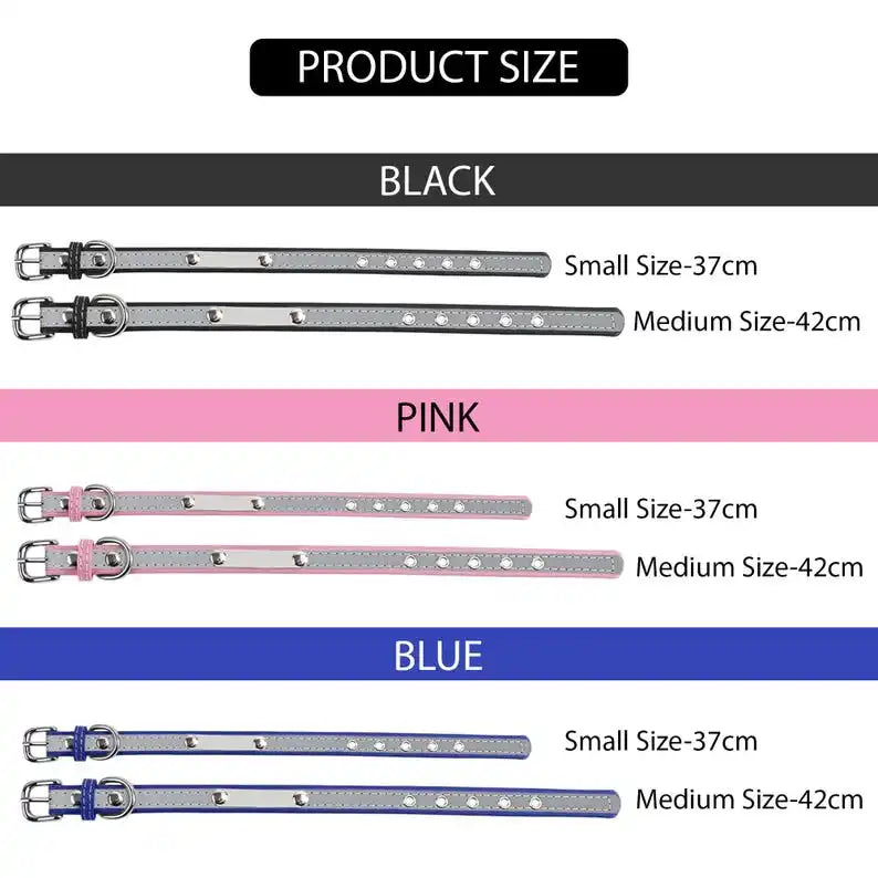 Dog Collar PU Leather Engraved - Customized with Name, Unique