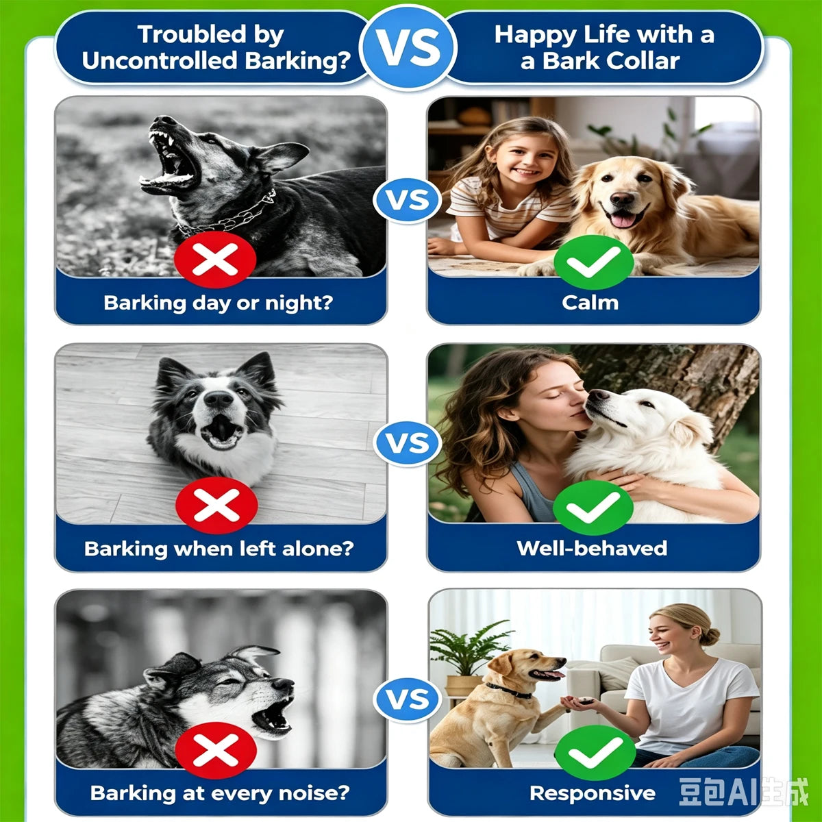 Automatic Anti-barking Click Training Waterproof Shock Collar