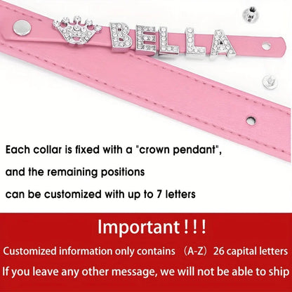 Personalized Dog Name Collar Faux Leather Puppy Cat ID Collars