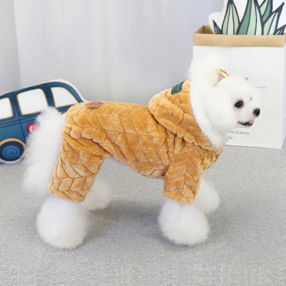 Winter Warm Thicken Dog Jumpsuits Pet Puppy With Hoodie Jacket Coat