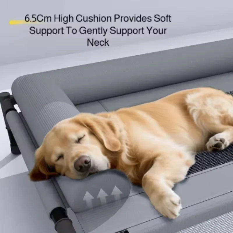 New Cooling Dog Cot Bed with Pillow Breathable Mesh Washable