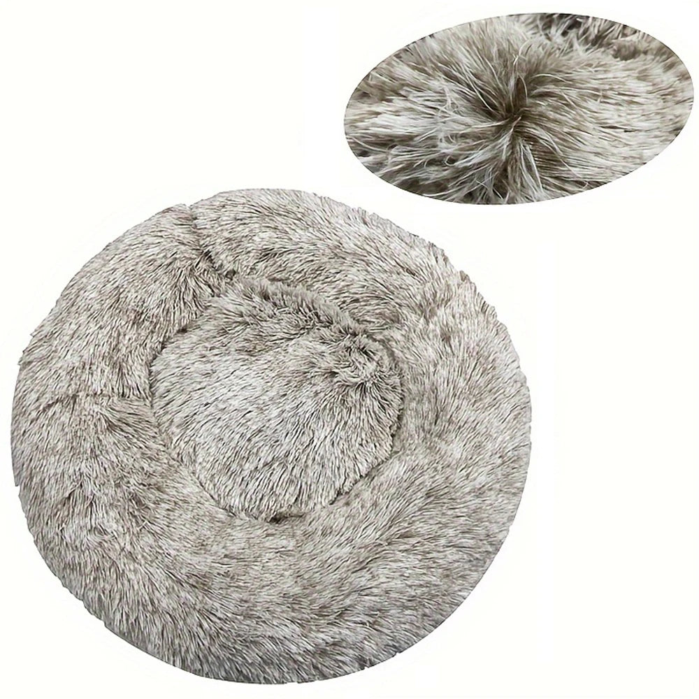 Round Dog Bed Winter Warm Cat Bed Plush Basket for Dog