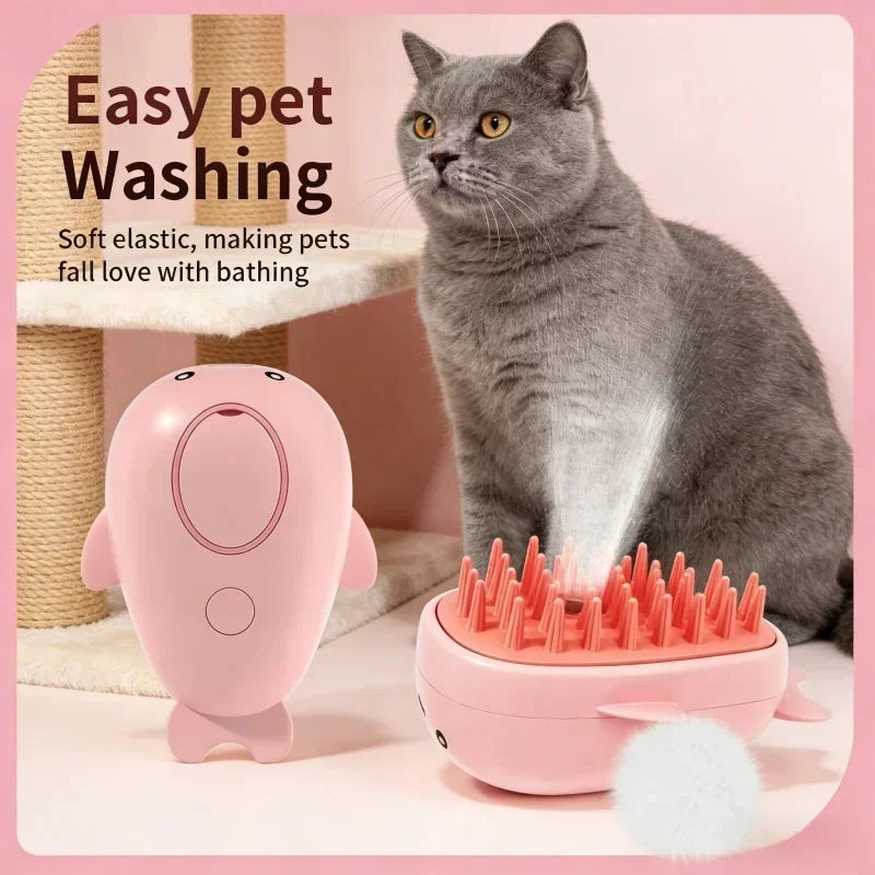 3 in 1 Pet Steam Brush Cat Dog Steamy Spray Massage
