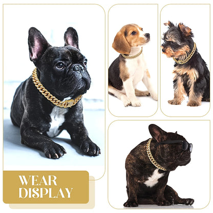 Pet Dog Collar Cat Cuban Chain Diamond Walking Metal Chain Collar