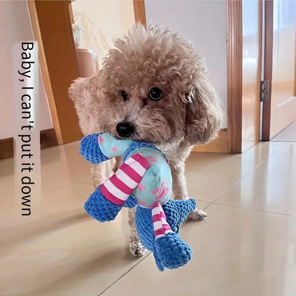 Spliced Animal Plush Pet Toy Bite Resistant Squeaky Interactive Chew Toy Dog Cat Teeth Cleaning Daily Pet Supply