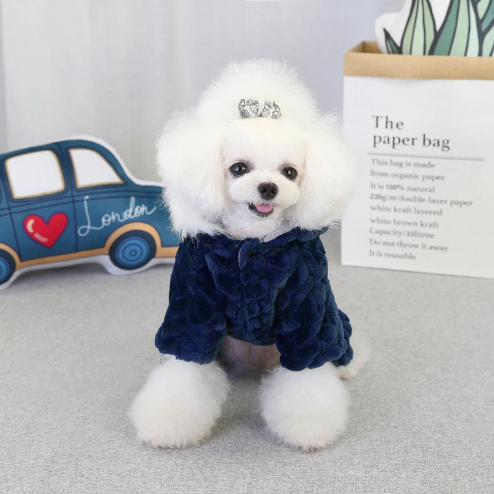 Winter Warm Thicken Dog Jumpsuits Pet Puppy With Hoodie Jacket Coat