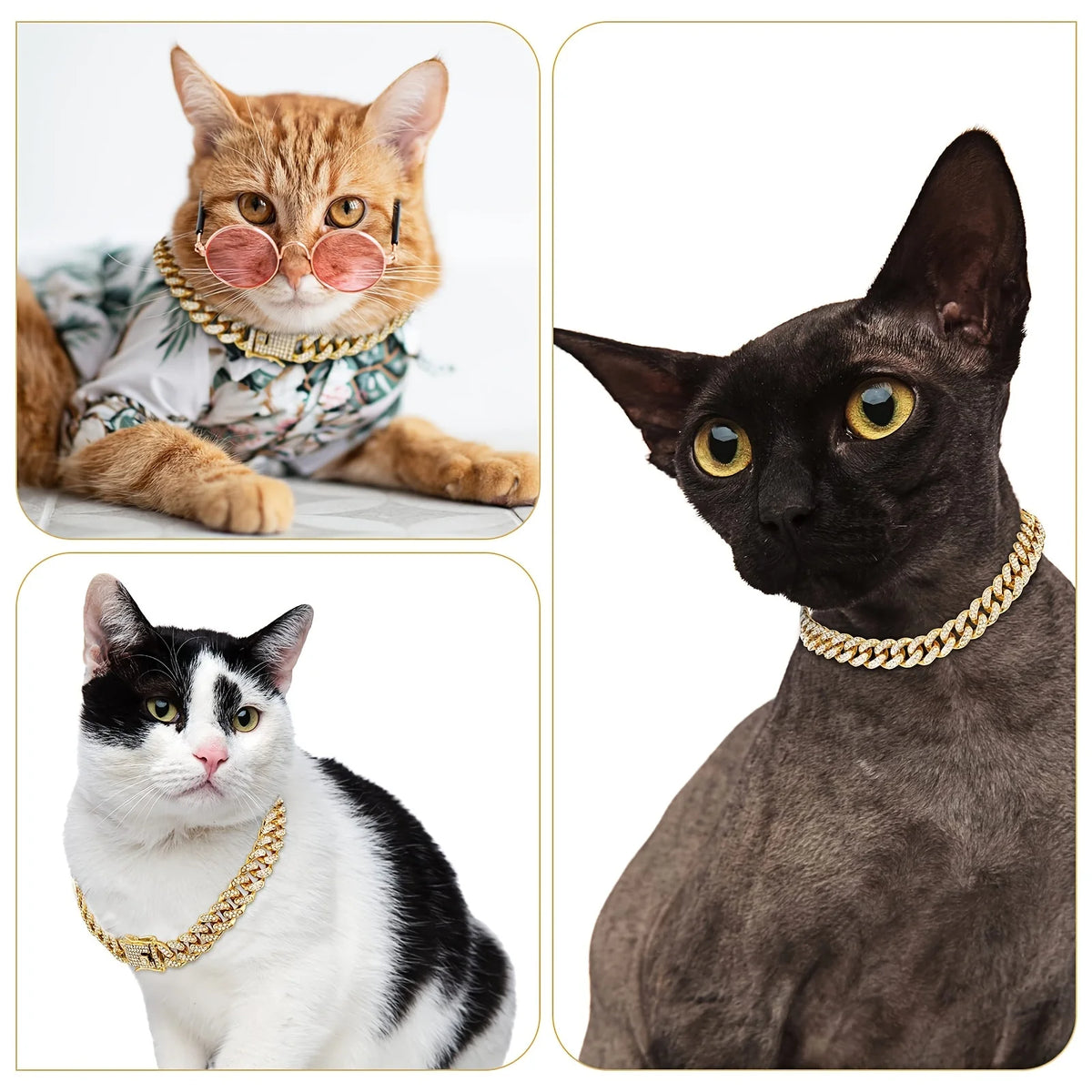 Pet Dog Collar Cat Cuban Chain Diamond Walking Metal Chain Collar