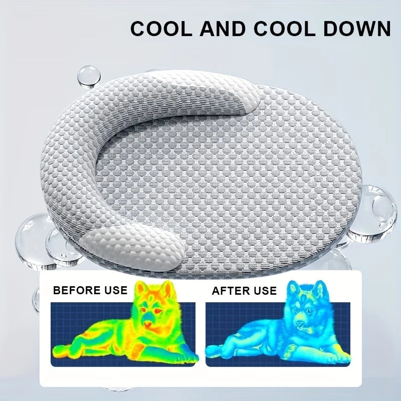 Summer Ice Silk Cooling Dog Bed Oval Breathable Heat Dissipation