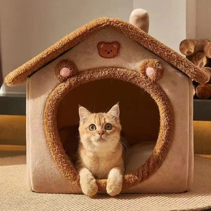 Foldable Pet House Removable Washable Cave Sofa Pet Bed
