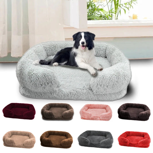 Plush Square Large Dog Bed for All Seasons, Comfortable and Soft Cat Sofa