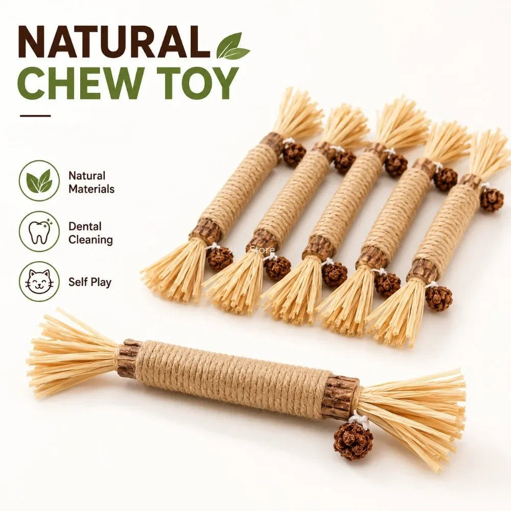 Pet Silvervine Chew Sticks with Raffia Grass Dog Teething Toy