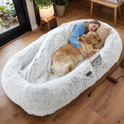 Human Dog Bed, Washable Faux Fur Dog Bed