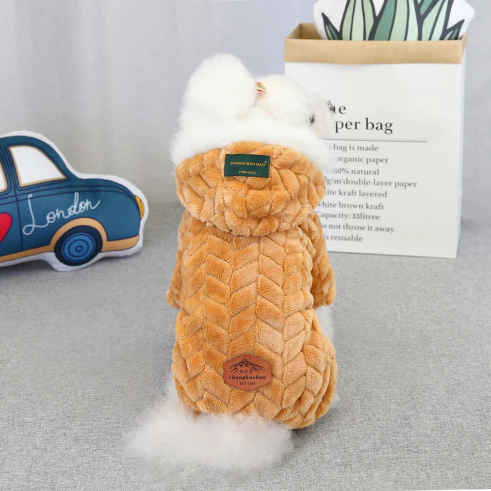 Winter Warm Thicken Dog Jumpsuits Pet Puppy With Hoodie Jacket Coat