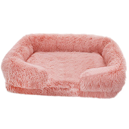 Plush Square Large Dog Bed for All Seasons, Comfortable and Soft Cat Sofa