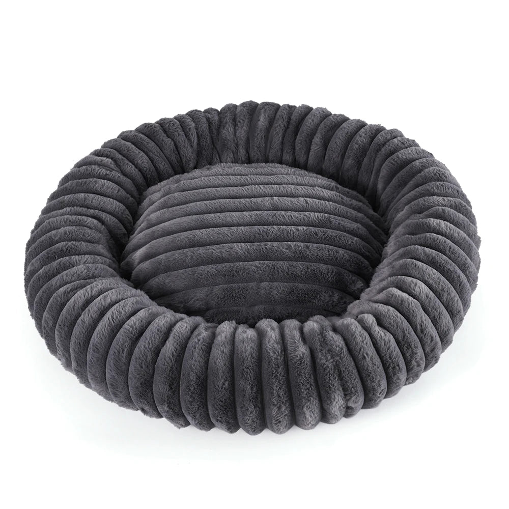 Comfortable Round Small Cat Bed Stripe Large Dog Sofa Kennel Elastic
