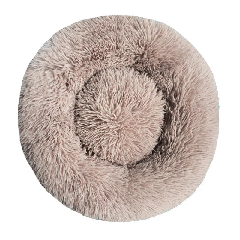 Round Pet Bed for Large Dog Bed Donut Long Plush Cat Bed