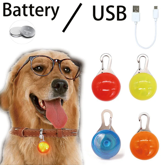 LED Pet Dog Collar USB/Battery Luminous Night Light Collar
