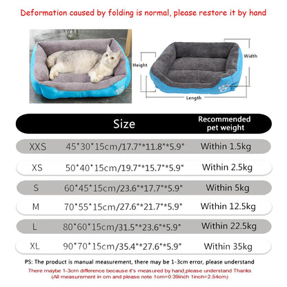 Soft Square Large Dog Sofa Elastic Dog House Cushion Winter