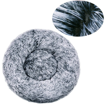 Round Pet Bed for Large Dog Bed Donut Long Plush Cat Bed