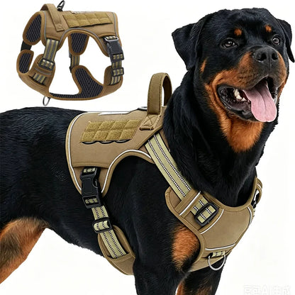 Large Dog Harness Collar Leash Molle Pouches Pet German Shepherd