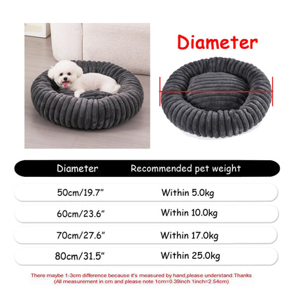 Round Dog Bed Winter Warm Cat Bed Plush Basket for Dog