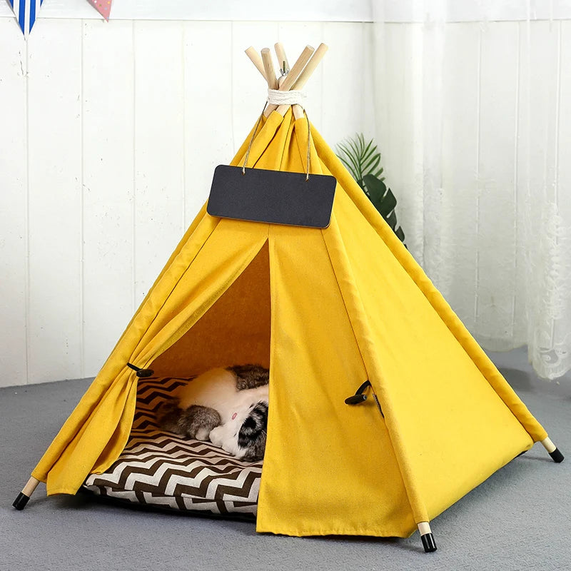 Pet Teepee Dog Cat Bed Tent with Thick Cushion