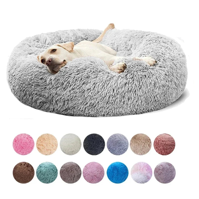Round Pet Bed for Large Dog Bed Donut Long Plush Cat Bed